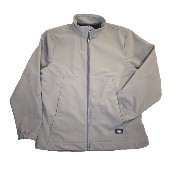 Dickies Jacket Men Large Light Gray Soft Shell Fleece Lined Full Zip Workwear - Picture 1 of 5